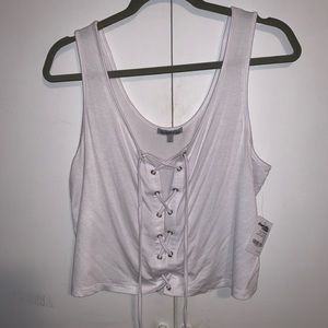 White Lace Up Crop Top